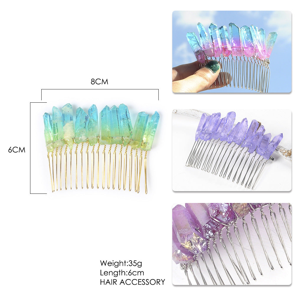 Handmade iron wire wound natural stone hairpin