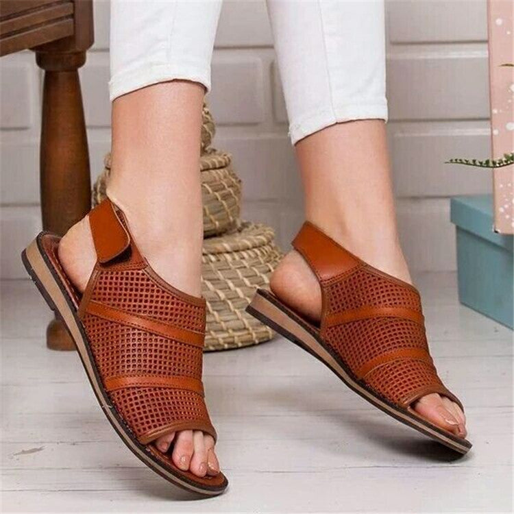 Breathable mesh fish mouth flat sandals