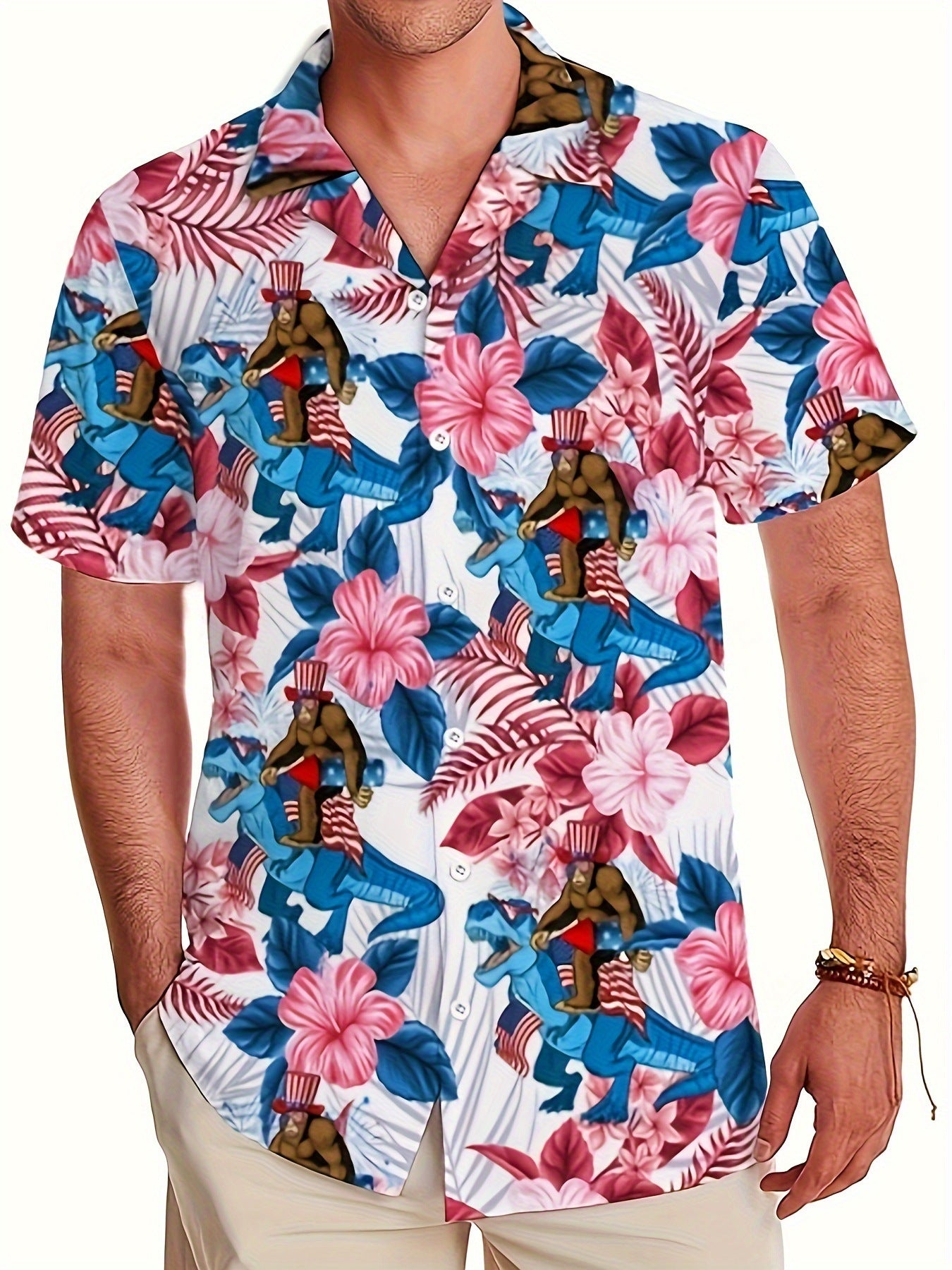 Printing Fashion New Flower Men's Short Sleeve Shirt