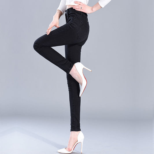Korean style jeans women's high waist was thin