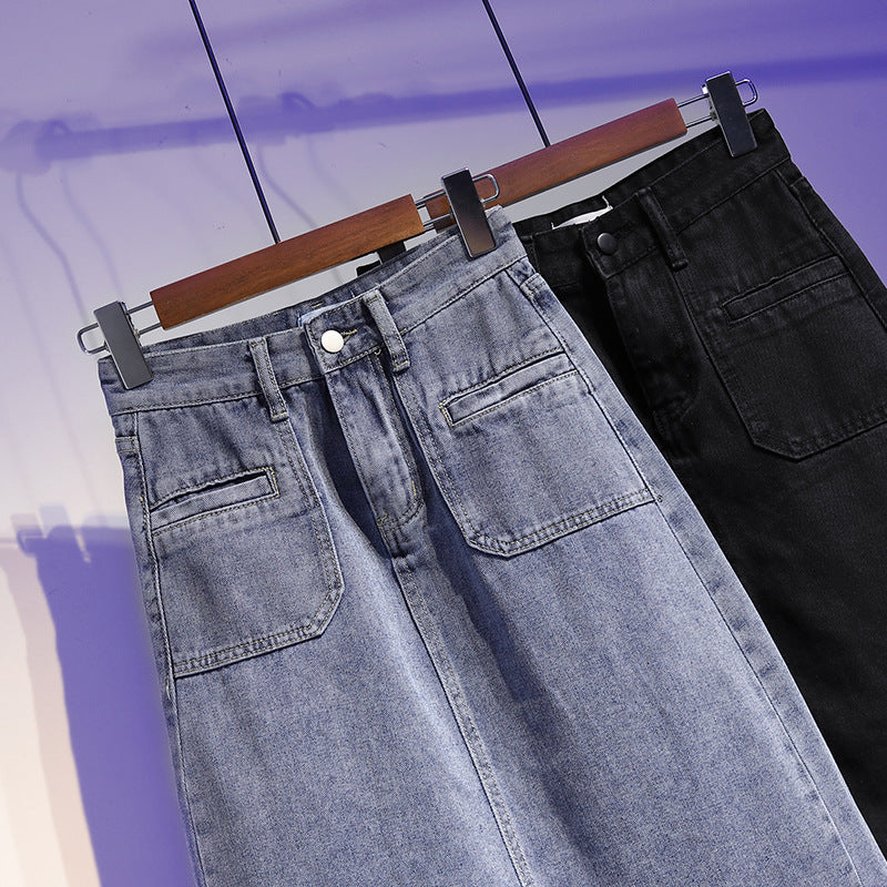 Denim skirt women's mid-length Korean style loose