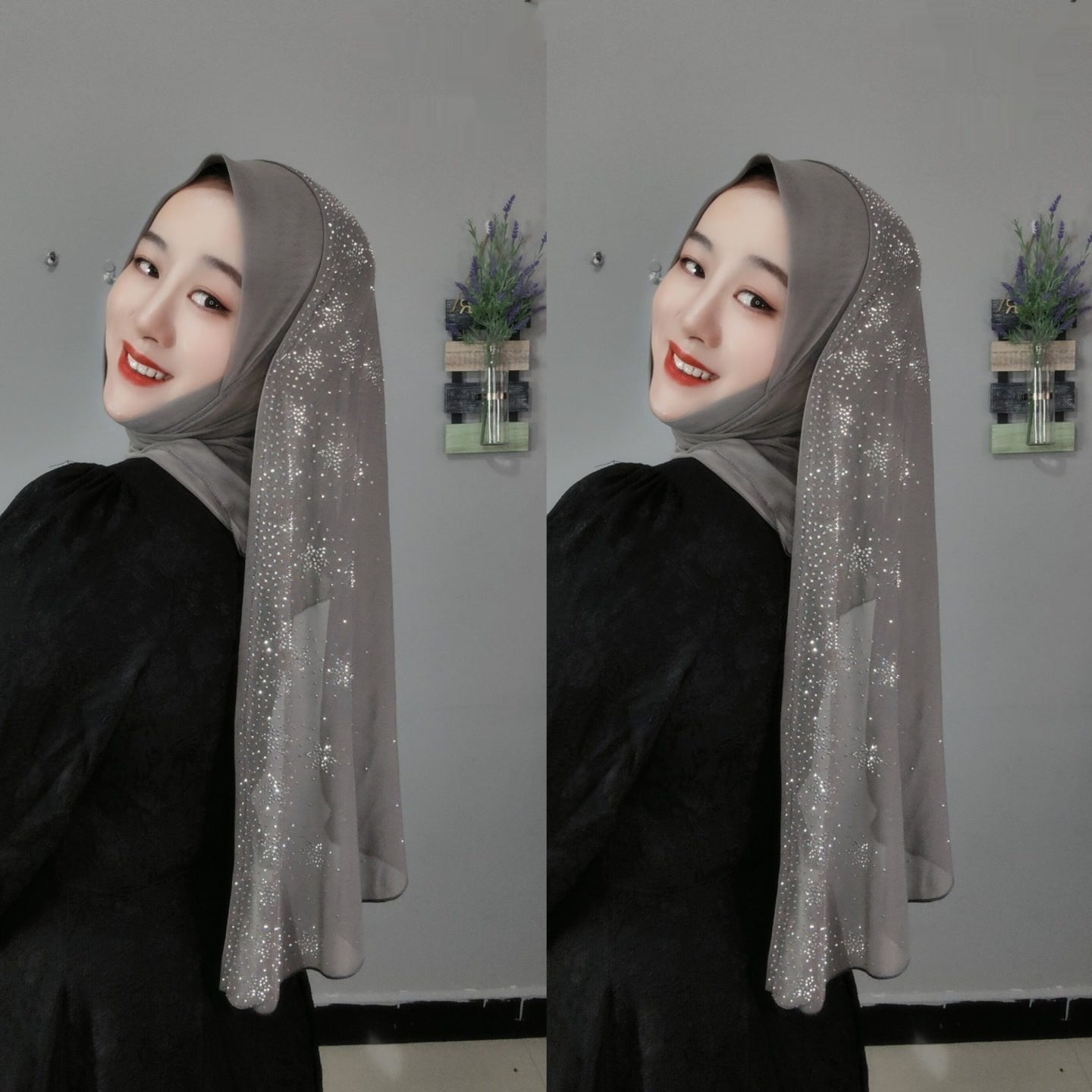 Flower Hot Drilling Voile Turban Winding Towel New Headscarf