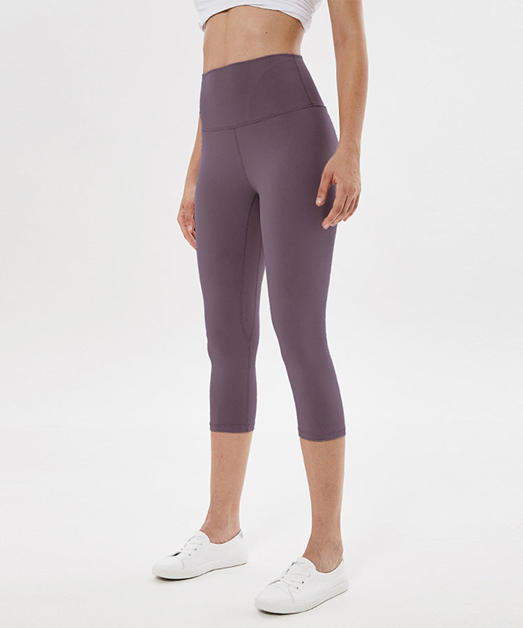 Sports tights solid color yoga cropped pants