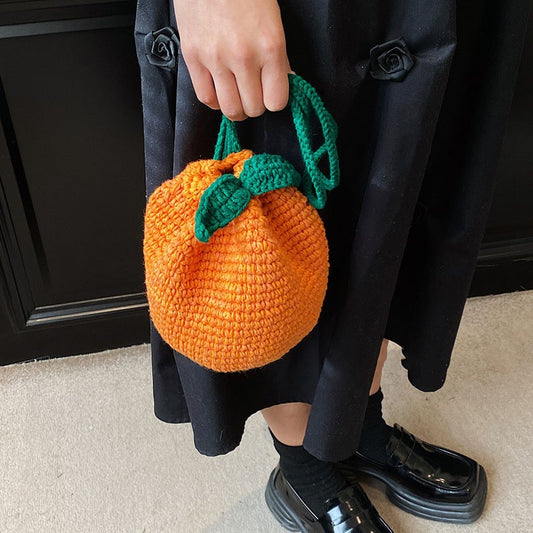 INS Pure Handmade Wool Hook Woven Bag For Children's Crossbody