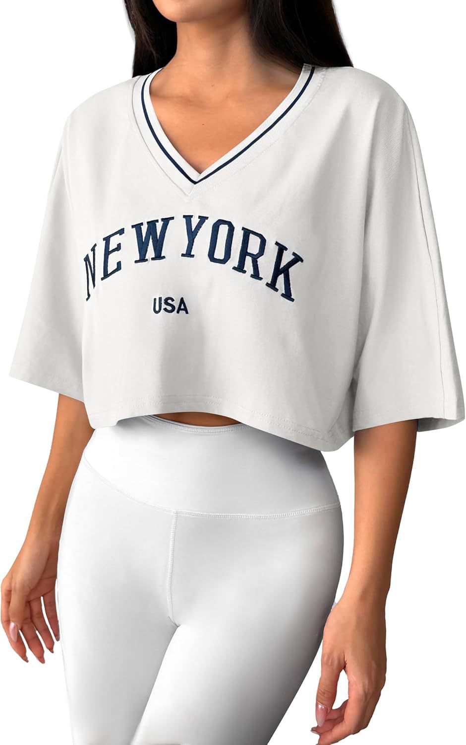 Letter-printed Cropped Base-layer Top For Women