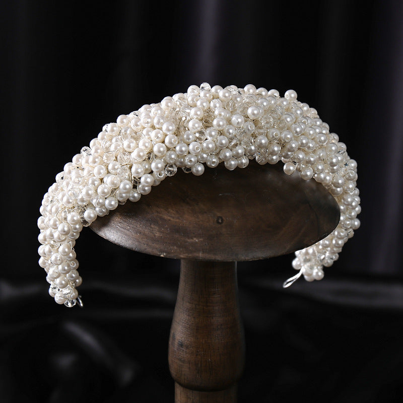 Pearl Hairband Tiara Hand Braided Twist Beads