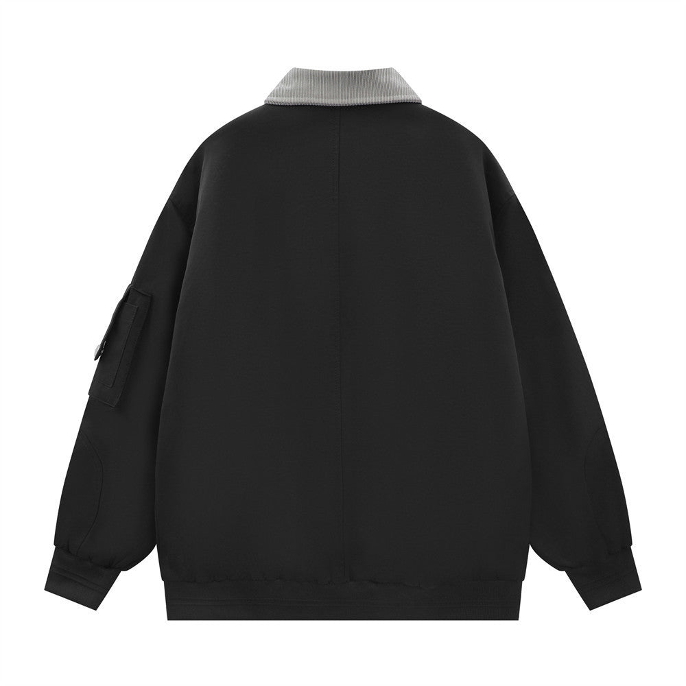 Street Multi-pocket Bomber Jacket Men's Contrast Color