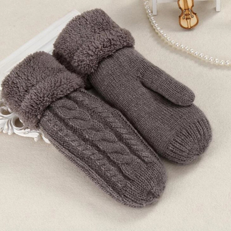 Mohair Twisted And Plush Warm Single Finger Gloves