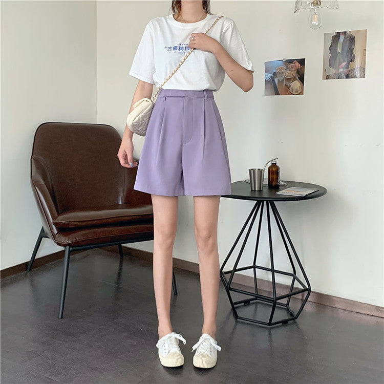 Suit casual five-point pants high waist slim shorts