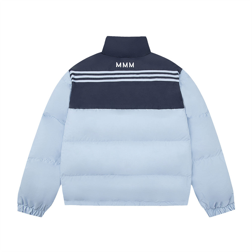 Men's Winter Loose Casual Contrast Color Stand Collar Cotton Coat Jacket