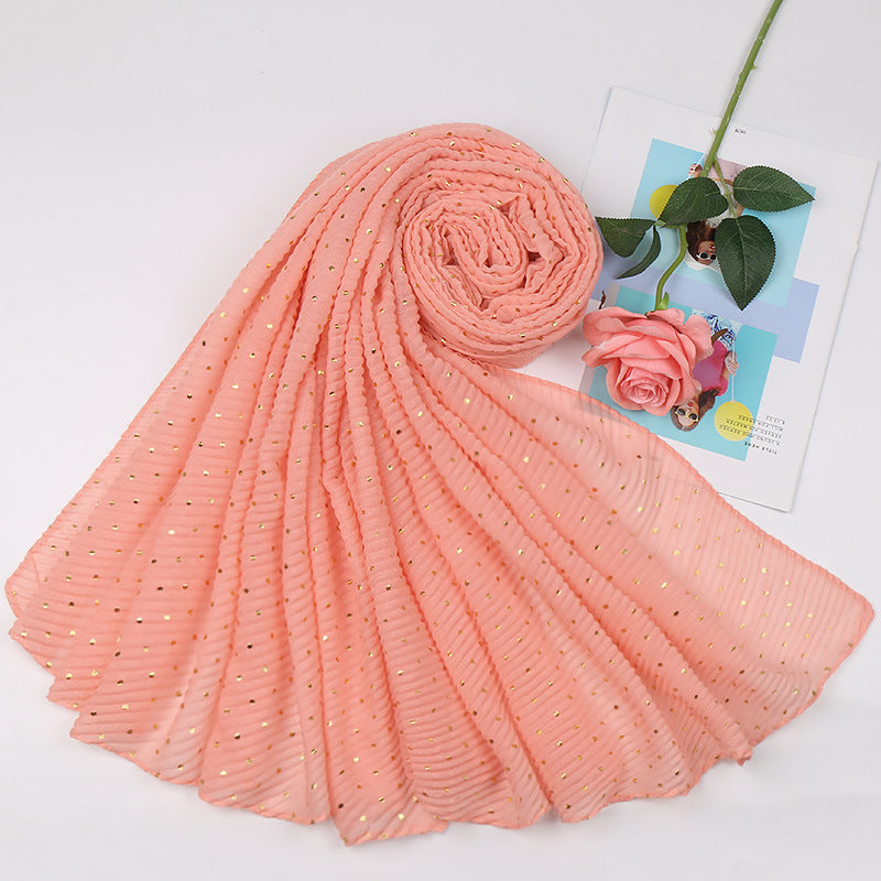 Sprinkle gold folds bronzing cotton and linen scarf