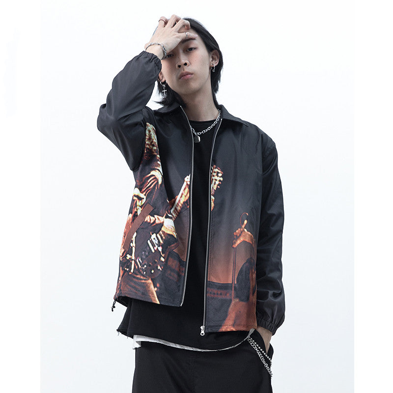 Men and women personality rock band print jacket