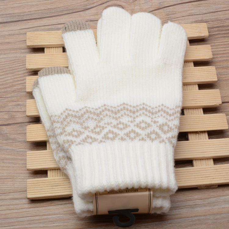 Koldtbeskyttende tykke jacquardhandsker