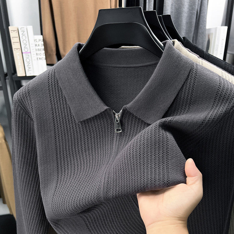 Knitted Shirt Coat Men's Zipper Cardigan