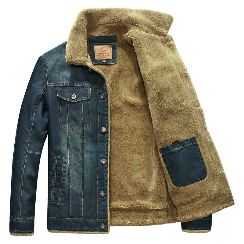 Denim Jacket Men's Denim Jacket Style Plus Size Plus Velvet Coat Cotton Coat