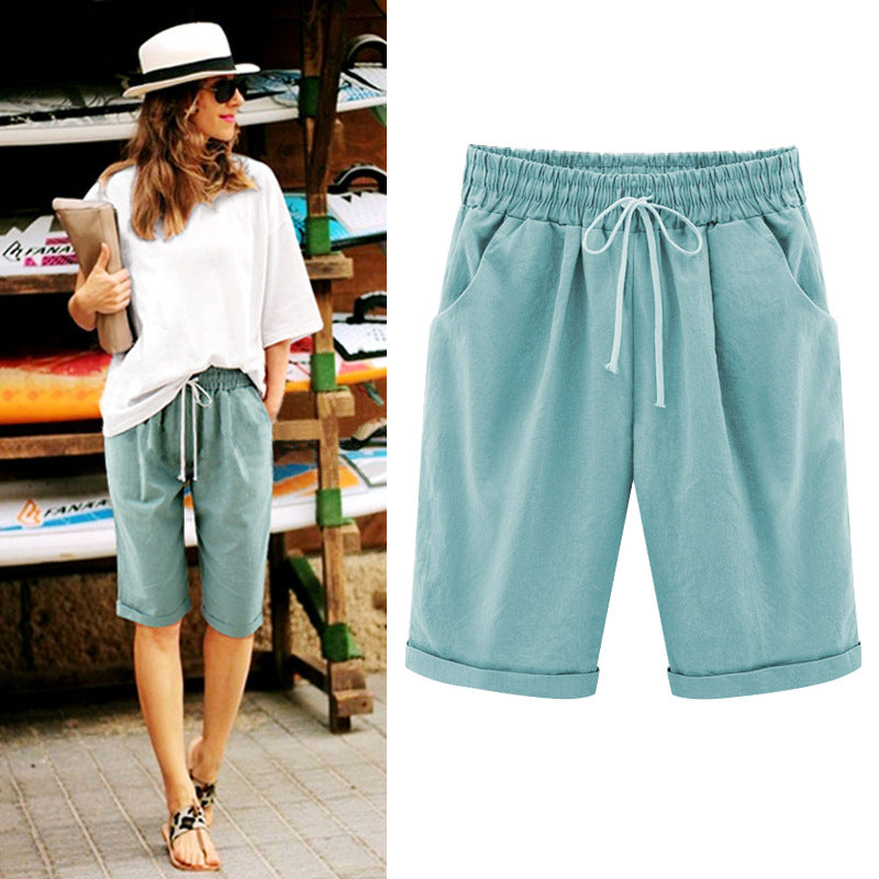 Women's five-point wide-leg pants