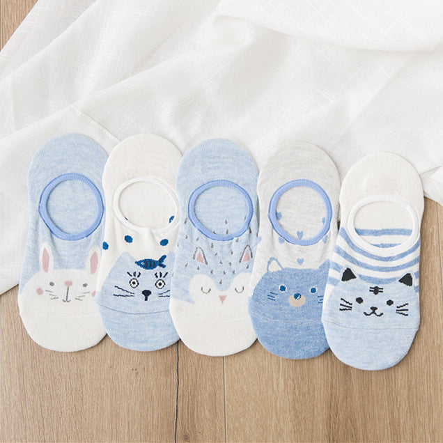 Cartoon Animal Shallow Mouth Invisible Female Boat Socks