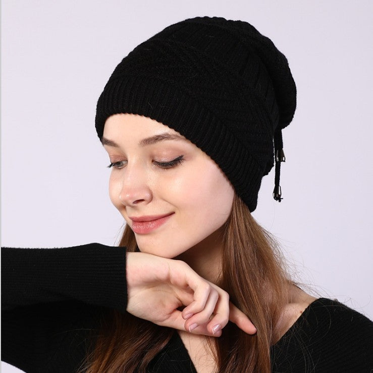 Fleece Knitted Wrap Head Pile Hat Women's Confinement Hat