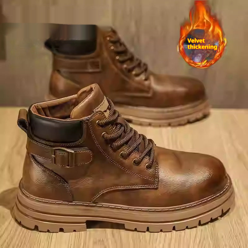 High Top British Style Retro Biker's Leather Boots