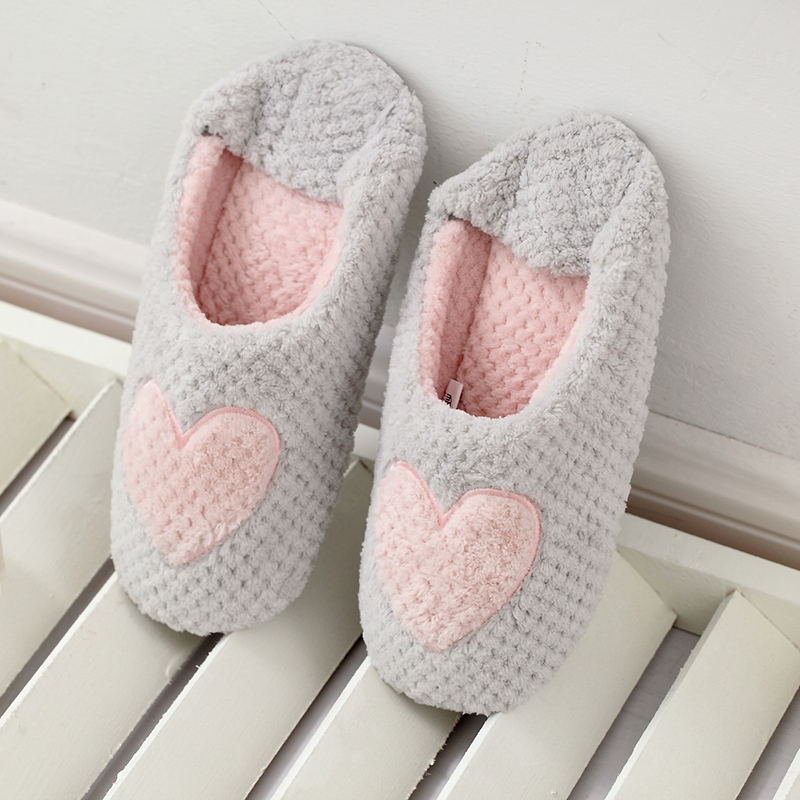 Autumn And Winter For Girlfriends Super Soft Stars Heart Indoor Home Cotton Slippers Soft Bottom Mute Home Slippers