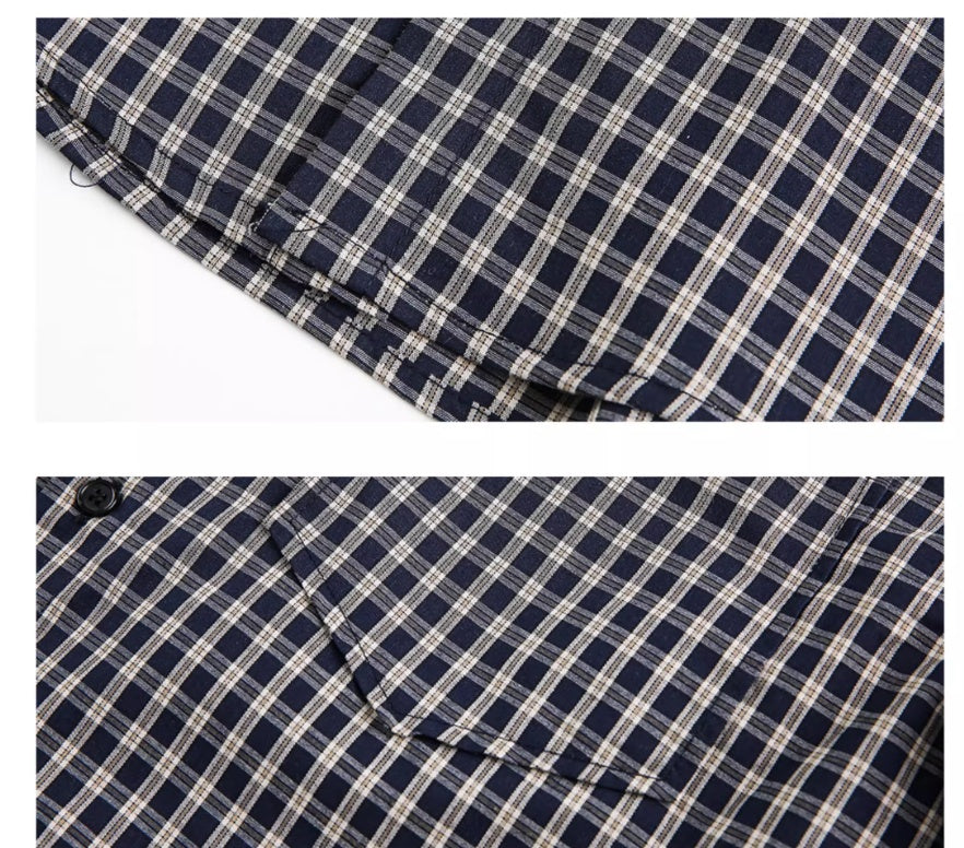 Basic American Retro Casual Plaid Short Sleeve