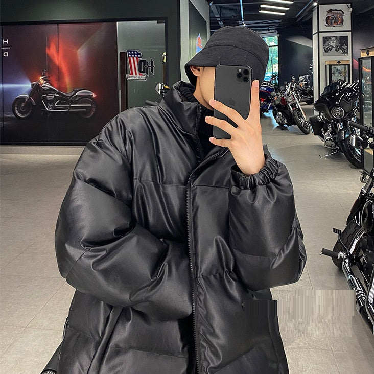Large PU Skin Bread Jacket Autumn And Winter Young Male