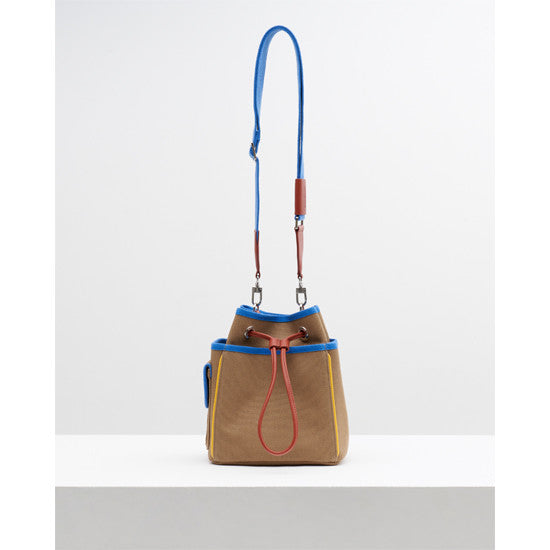 Contrast Color Drawstring Closed Canvas Bag