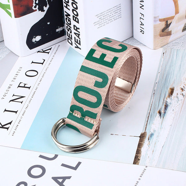 Women's alphabet canvas belt