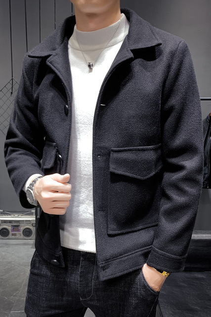 Autumn and winter new men's slim short coat coat