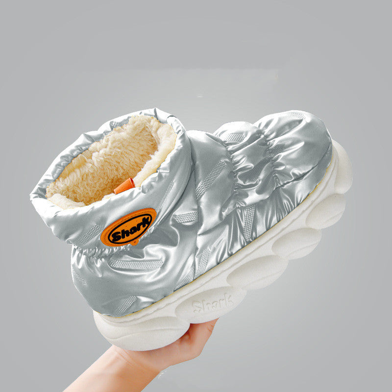 High-top Down Cloth Waterproof Cotton Slippers