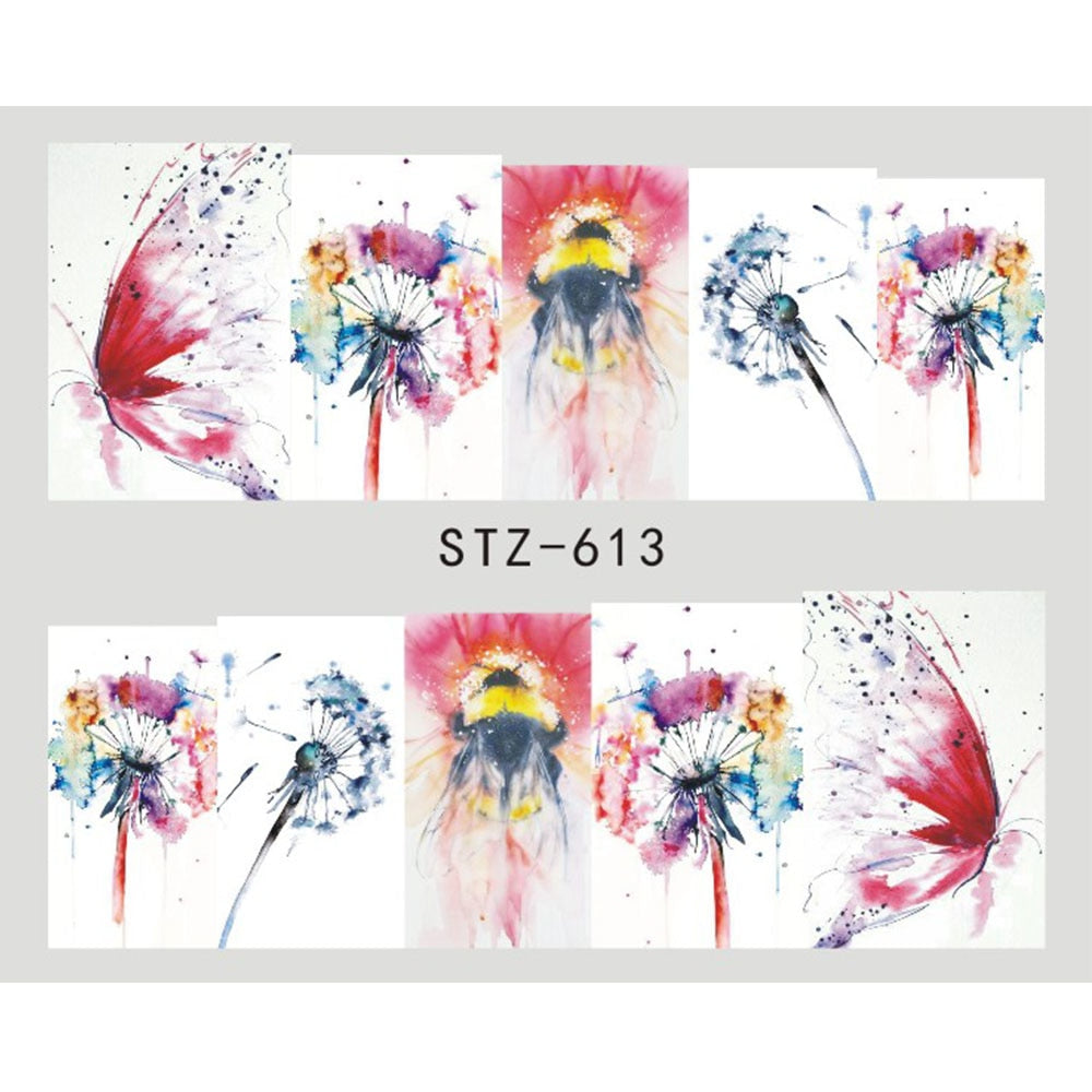 Nail Sticker Butterfly Flower Water Transfer Decal Sliders for Nail Art Decoration Tattoo Manicure Wraps Tools Tip JISTZ508  1pcs