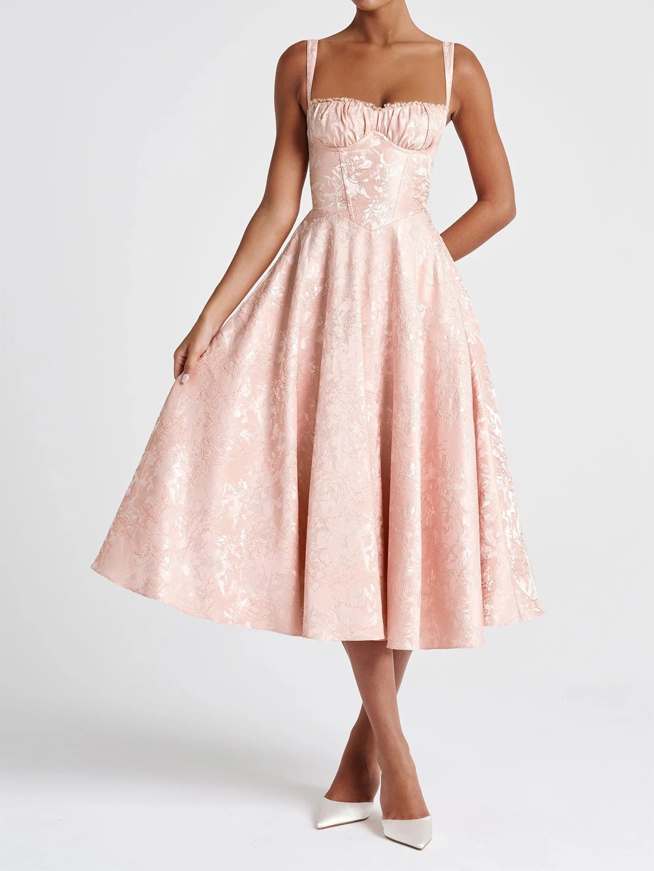 Light Luxury Dress With Suspenders Banquet Skirt Mid-length