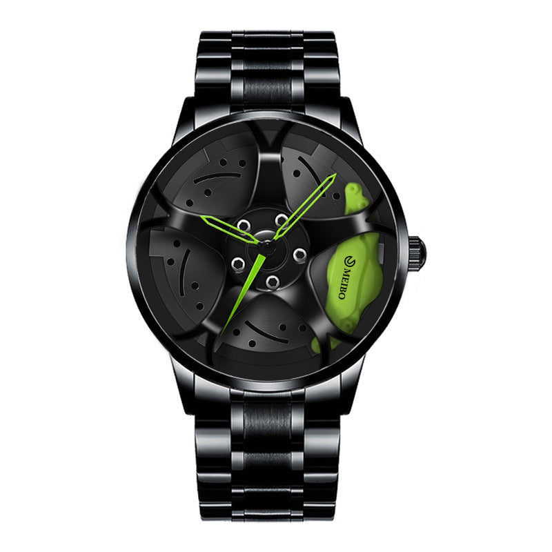 New Foreign Trade Men's Watch Fashion Trend Personalized Wheel Hub Pattern Steel Belt Men's Non Mechanical Watch Quartz Watch