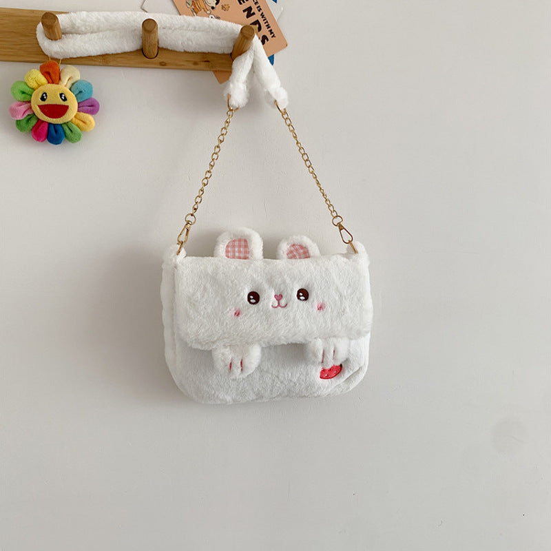 Cartoon Embroidered Plush Crossbody Bag