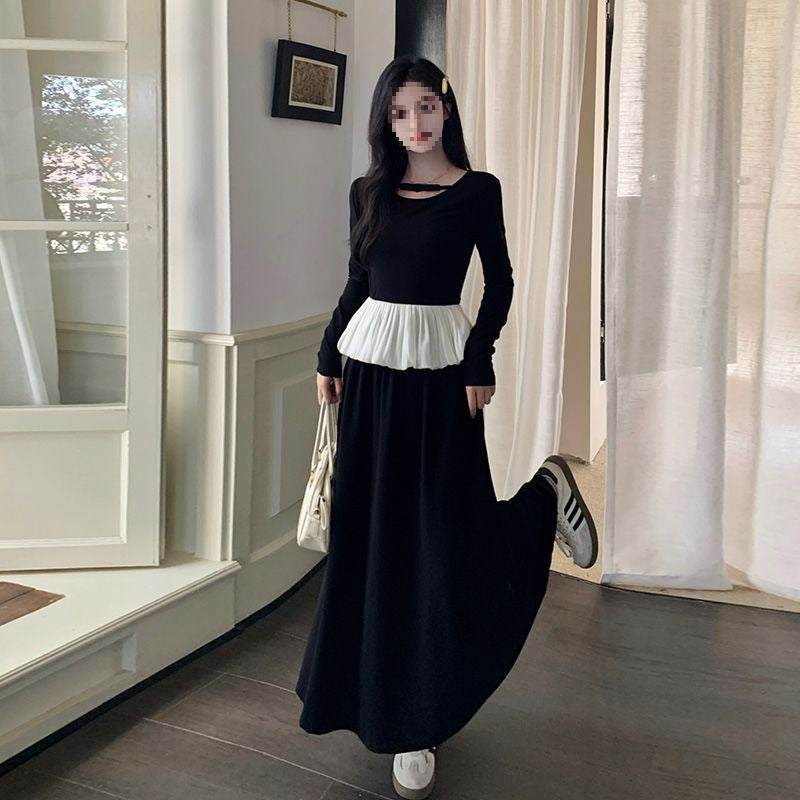 Women's Long-sleeved Top High-waisted Slim Skirt Two-piece Set