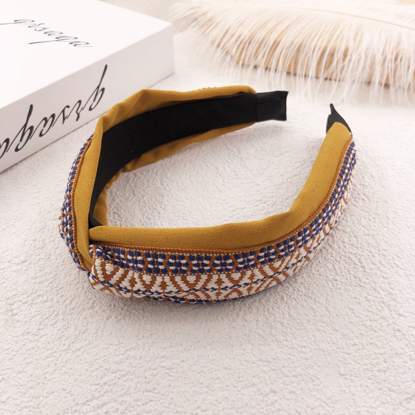 Suede flower hit color headband