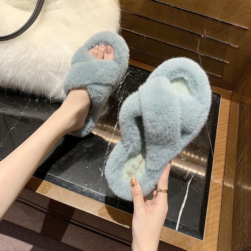 New autumn and winter cross flat-bottomed flip flops