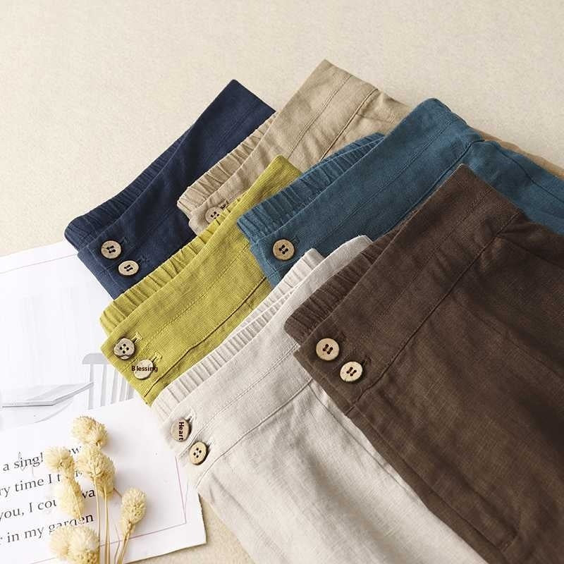 Summer Straight-leg Pants Slimming Versatile Women's Pants Linen Pants