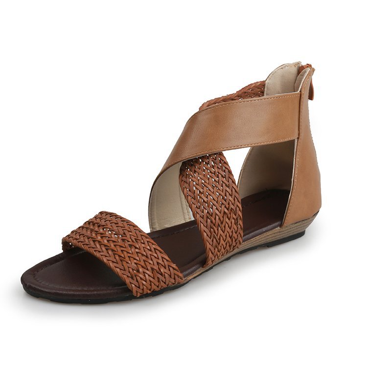 Cross straps Roman sandals colorblock