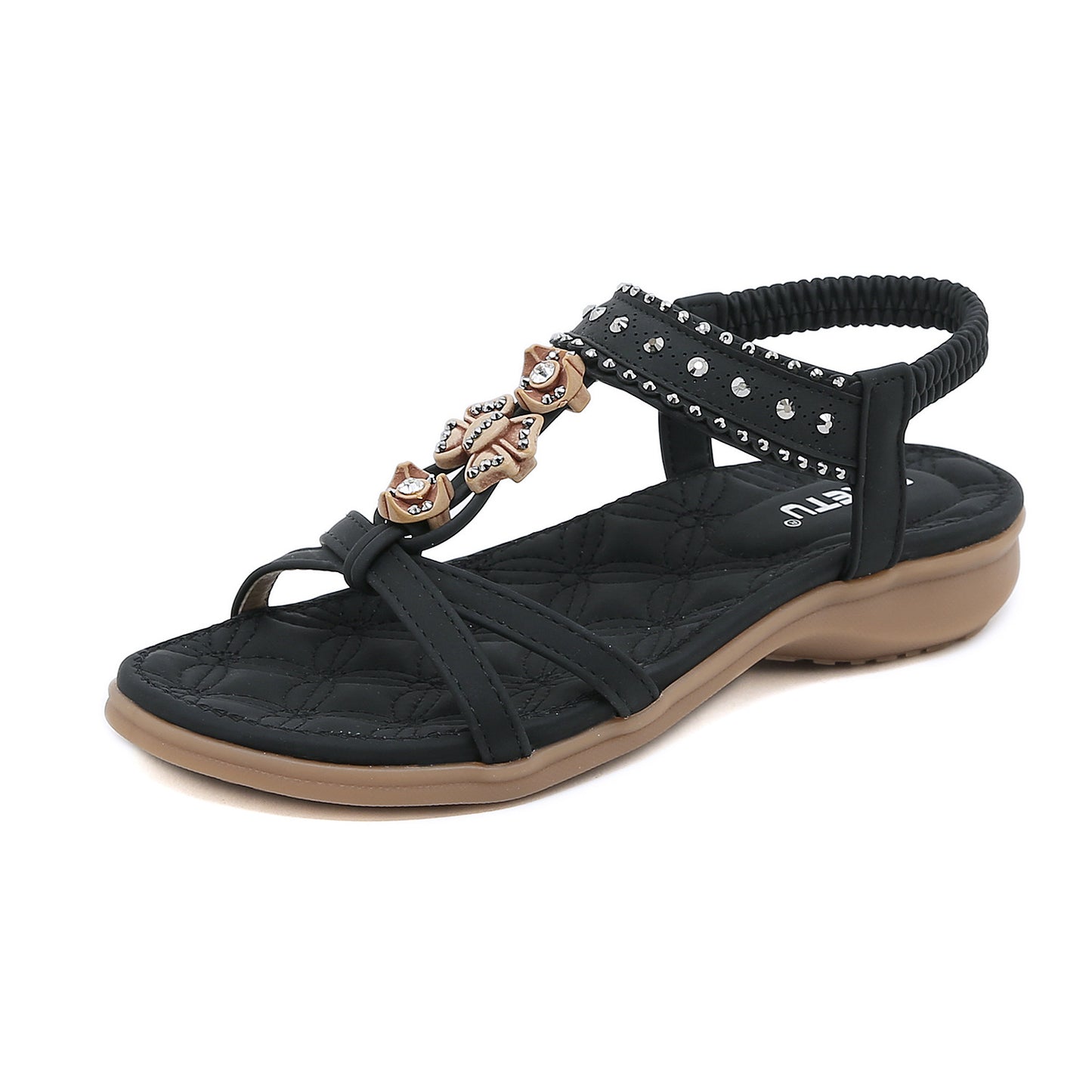 Bohemian Rhinestone Comfortable Round Toe Flat Shoes