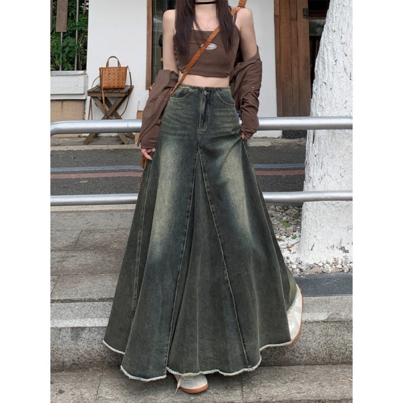 High Waist Slimming Mid Length A Line Sheath Fishtail Large Swing Skirt