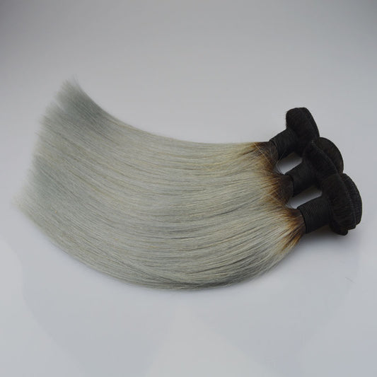 Silver gray real hair set