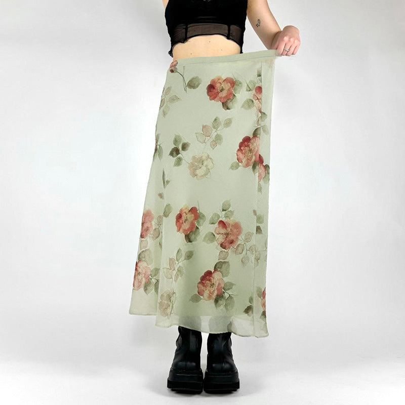 French Style Fresh And Chic Printed Slimming Bodycon Skirt