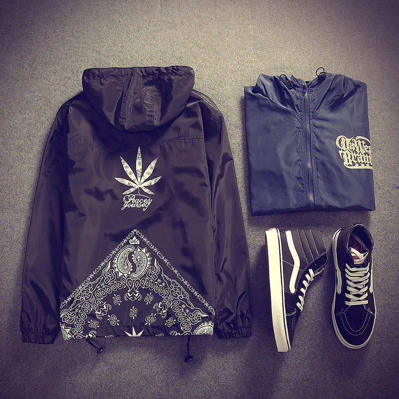 Spring new Japanese wind hooded men's casual jacket
