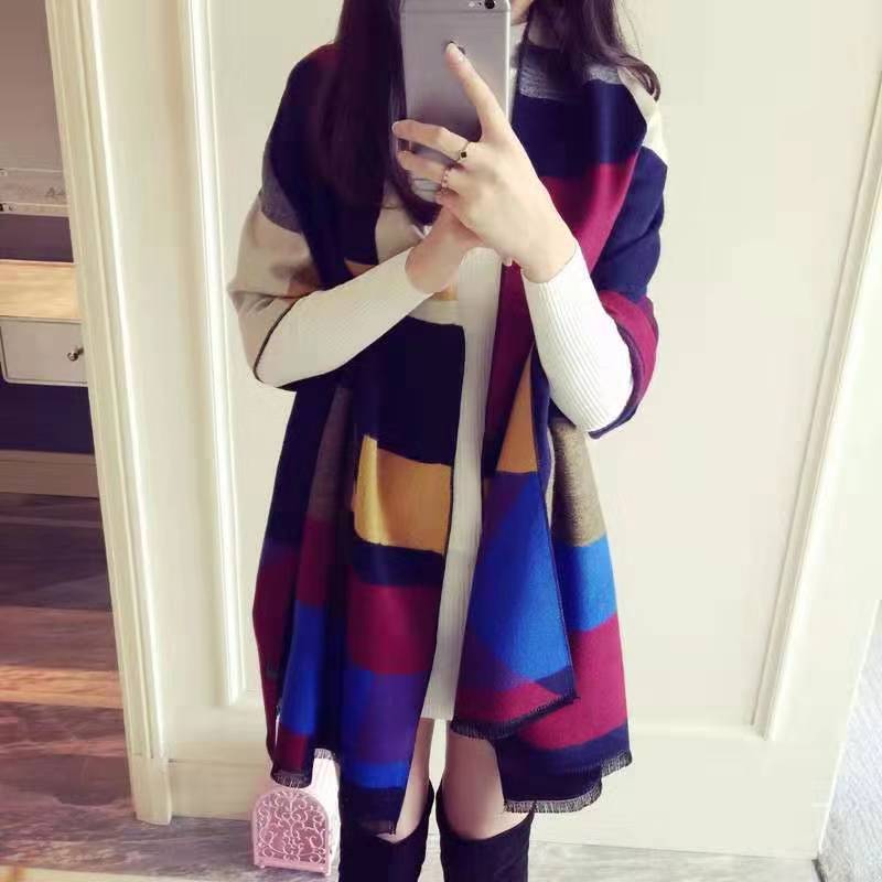 Women's double-faced jacquard cashmere scarf