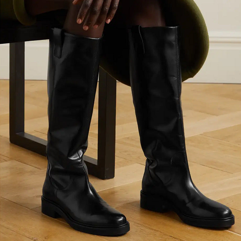 Autumn And Winter Low Heel Large Tube Circumference Boots