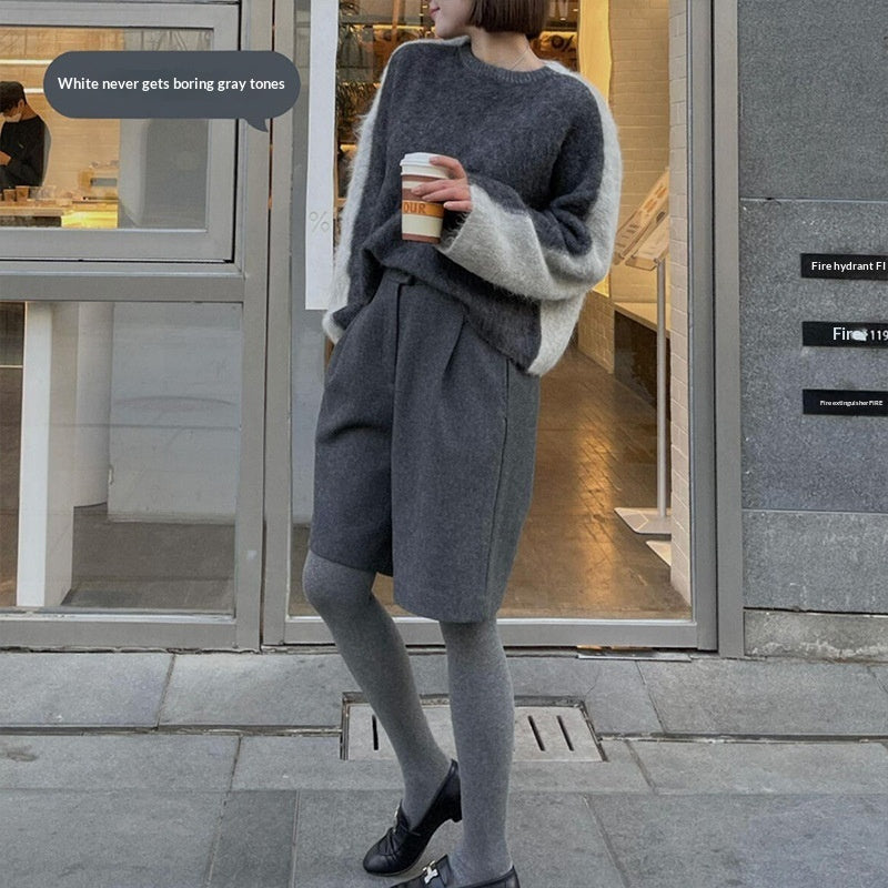 Outerwear High-Waisted Wool Cropped Trousers