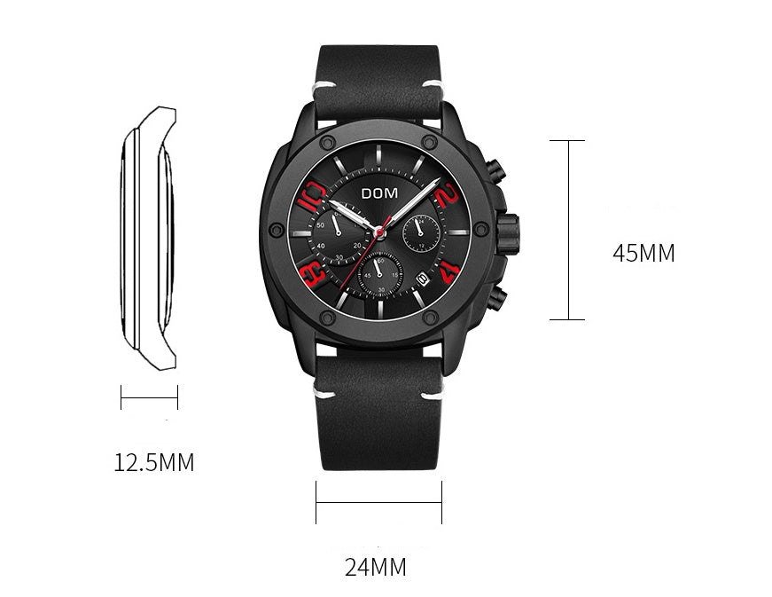 Belt three-eye sports watch