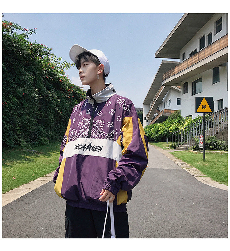 Retro street hip hop track jacket