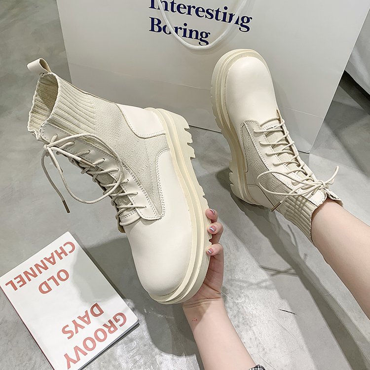 Women's Thin Thick-soled Lace-up Ankle Boots